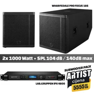 Artist paket: Wharfedale Pro FOCUS 18S subwooferi (par) + Lab.Gruppen IPX 4800 pojačalo