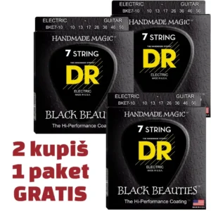DR BLACK BEAUTIES™ 7-String Medium 10-56 žice za el. git 3 pak (1 GRATIS)