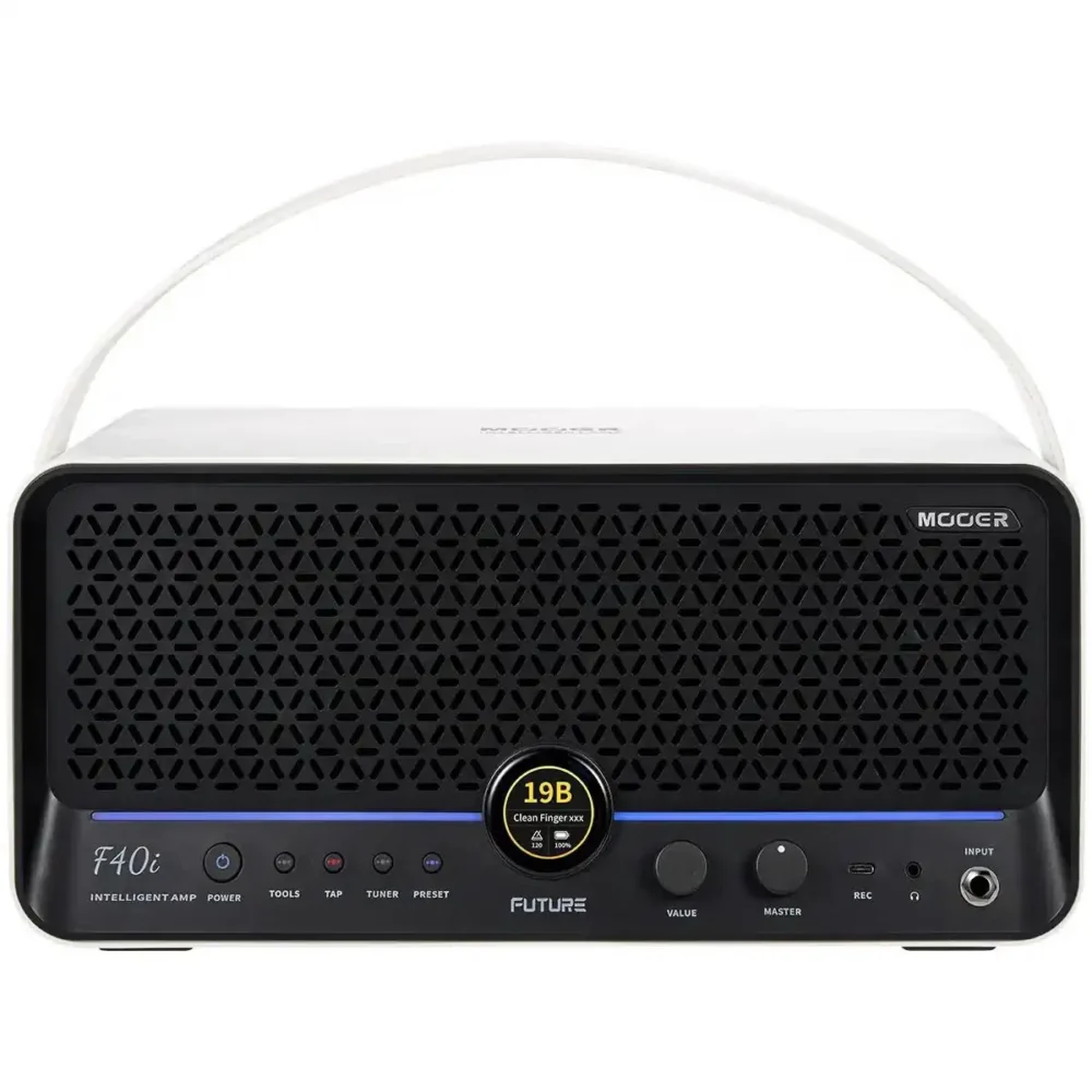 Mooer F40i pametno stono pojačalo snage 40W sa 2x4" zvučnicima, StemLab AI funkcijom, ekranom na dodir i Bluetooth-om. Prodaja u Artist d.o.o. prodavnicama Banja Luka, Sarajevo.