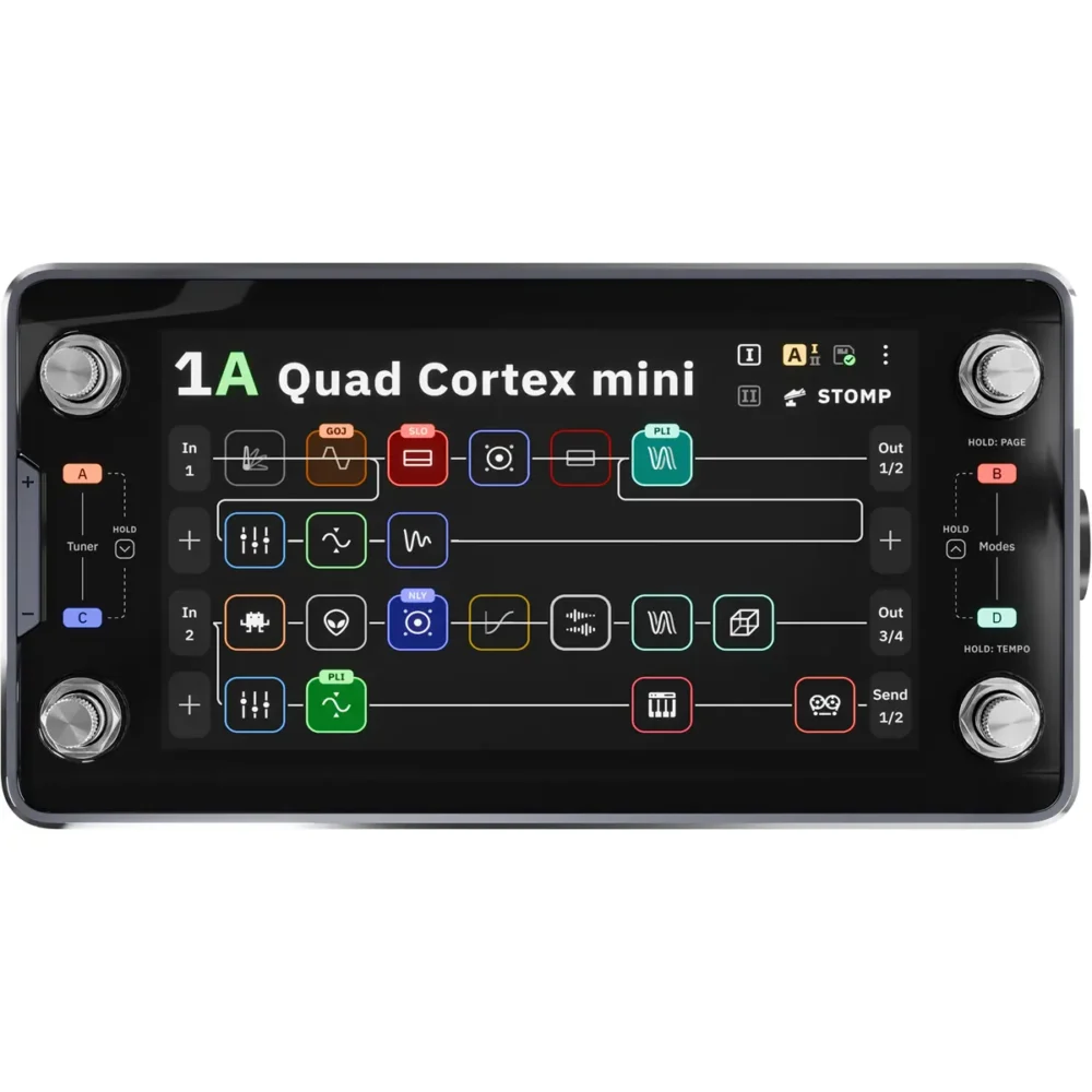 Neural DSP Quad Cortex Mini prenosni gitarski procesor i modelator pojačala sa 7" ekranom na dodir, CorOS sistemom i tehnologijom kloniranja. Prodaja u Artist d.o.o. prodavnicama Banja Luka, Sarajevo.